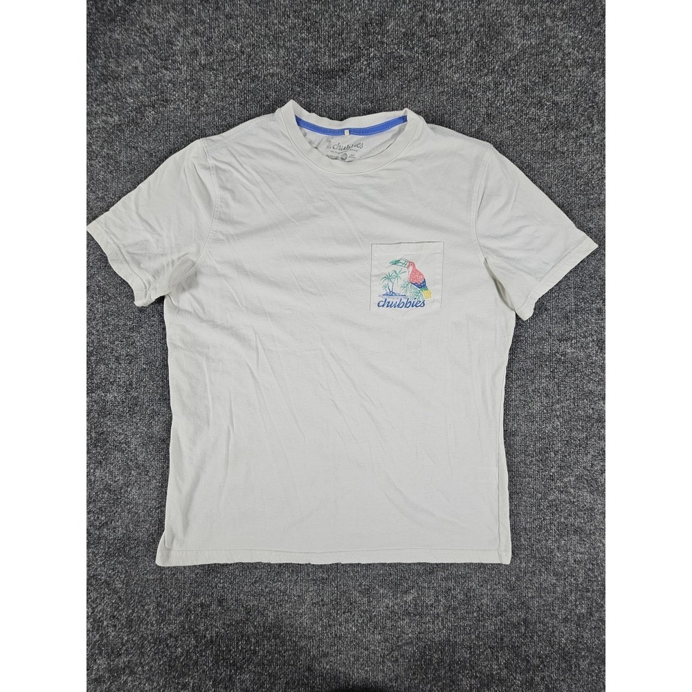 Chubbies Shirt Mens Large White Tropical Toucan‎ Pocket Graphic Tee Casual Beach